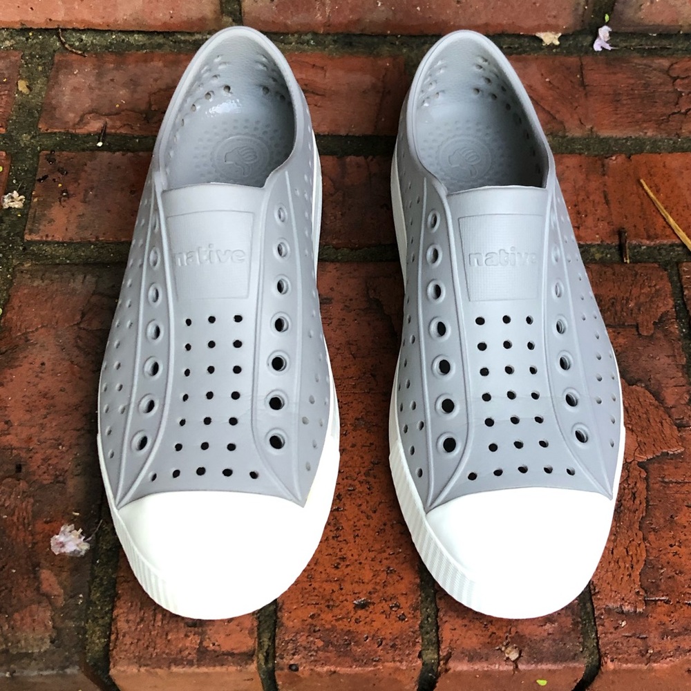Native Grey Slip-On EVA Shoes with White Toe Cap